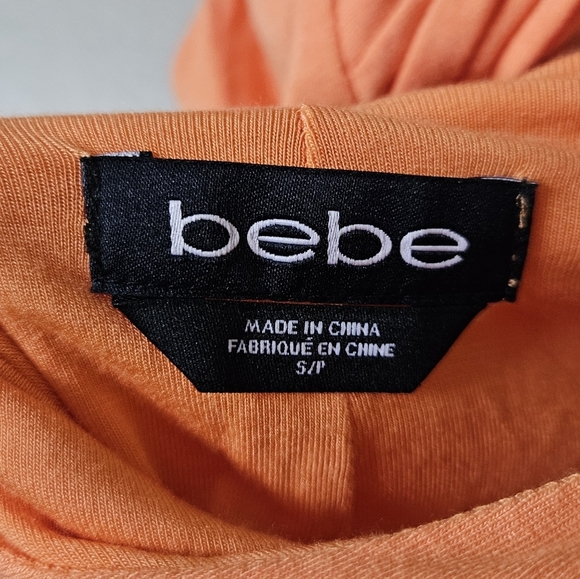 Bebe Stretch Jersey Knit Orange Sleeveless Maxi Dress Gold Beaded Detail sz SM - Picture 5 of 6